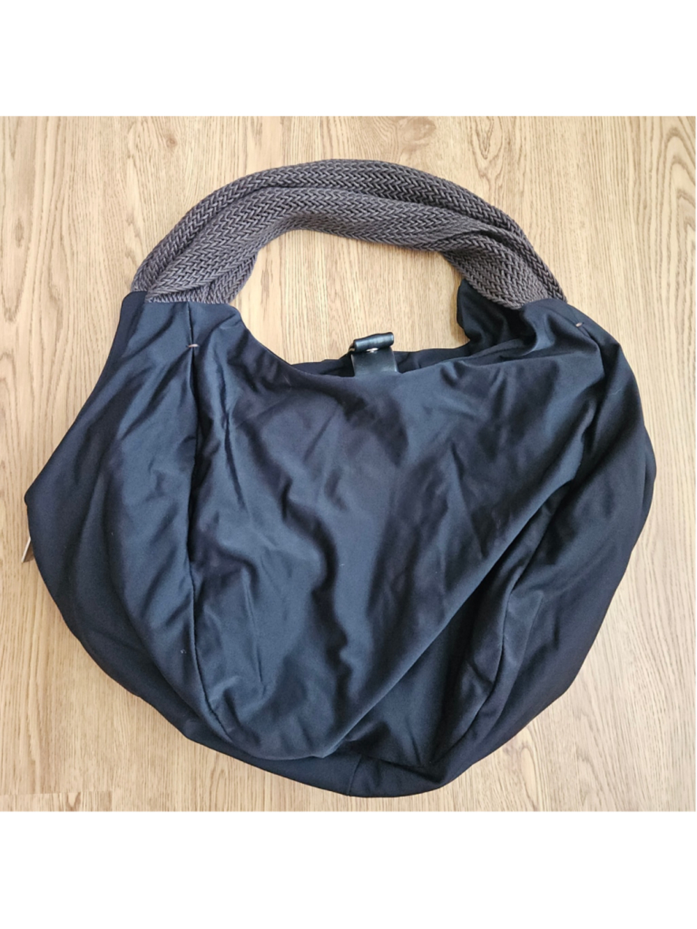 Fausto Santini Black Hobo Slouchy Shoulder Bag Woven Straps